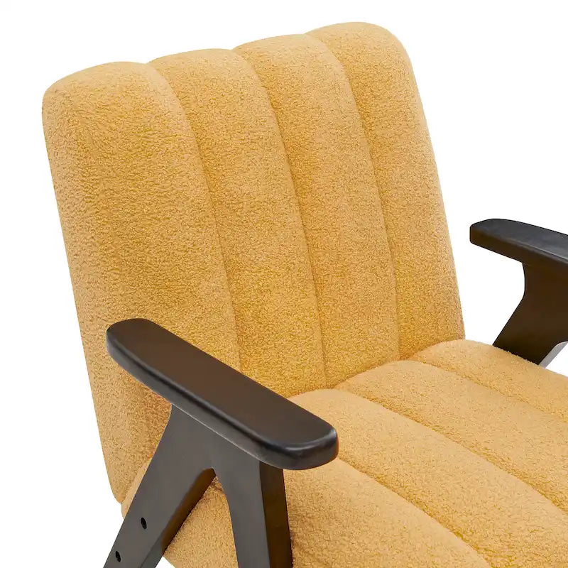 Fauteuil d'appoint moderne Teddy Sherpa – Structure en bois espresso