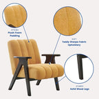 Fauteuil d'appoint moderne Teddy Sherpa – Structure en bois espresso