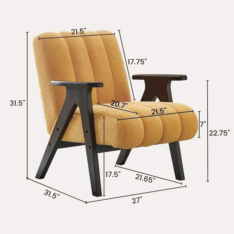Fauteuil d'appoint moderne Teddy Sherpa – Structure en bois espresso