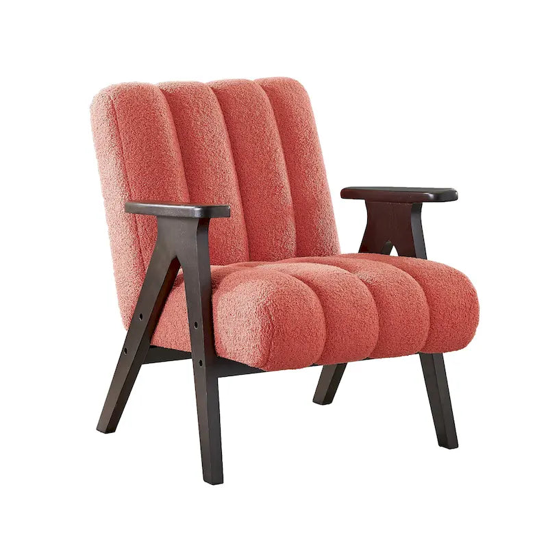 Fauteuil d'appoint moderne Teddy Sherpa – Structure en bois espresso