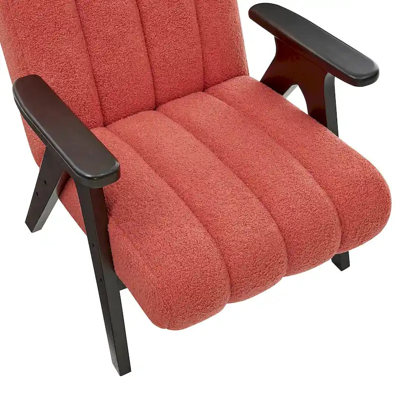 Fauteuil d'appoint moderne Teddy Sherpa – Structure en bois espresso