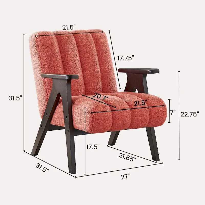 Fauteuil d'appoint moderne Teddy Sherpa – Structure en bois espresso