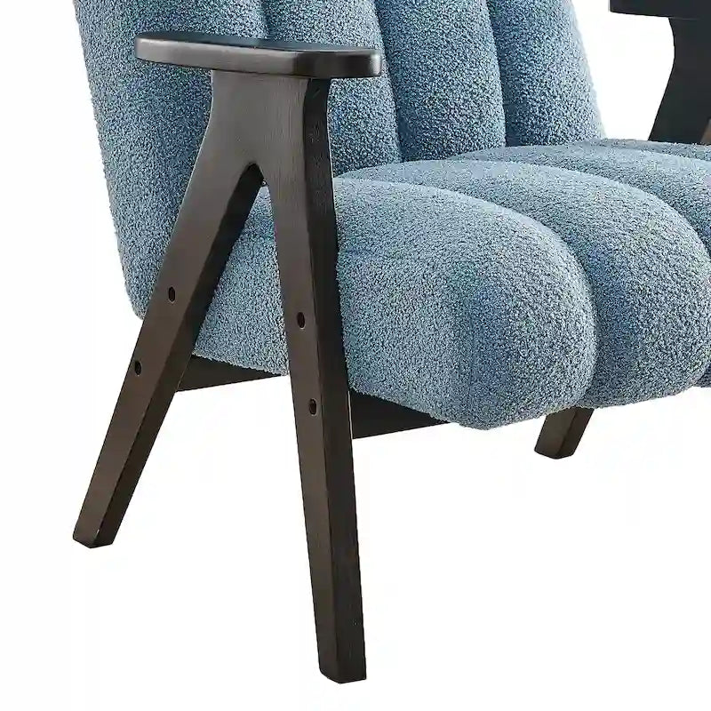 Fauteuil d'appoint moderne Teddy Sherpa – Structure en bois espresso