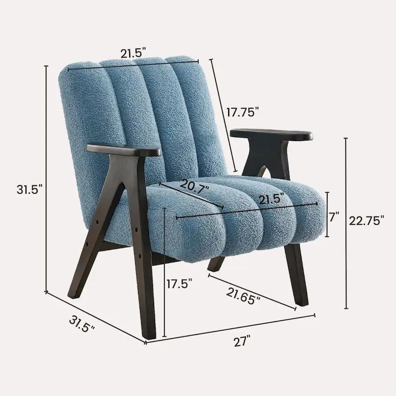 Fauteuil d'appoint moderne Teddy Sherpa – Structure en bois espresso